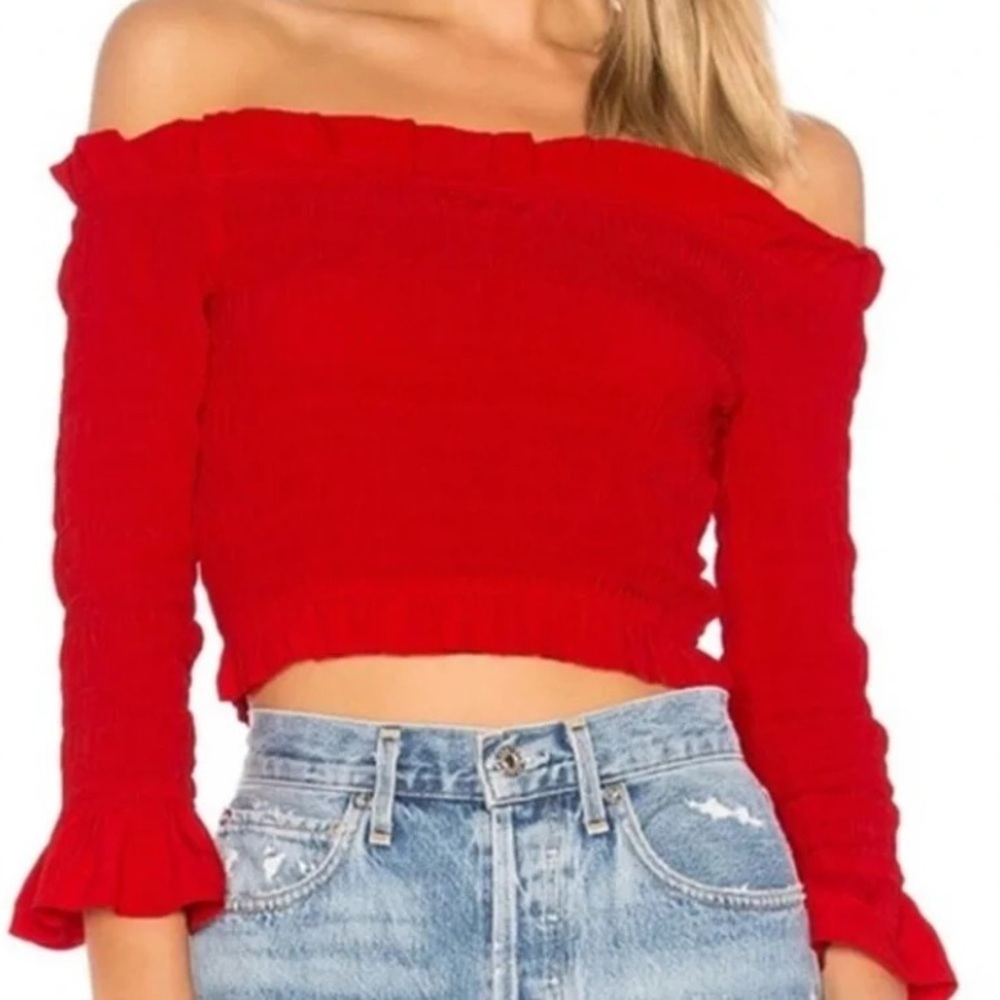 Lovers + Friends Red Off-Shoulder Blouse